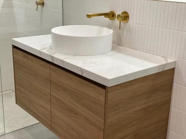 Luxury vanity with marble countertop